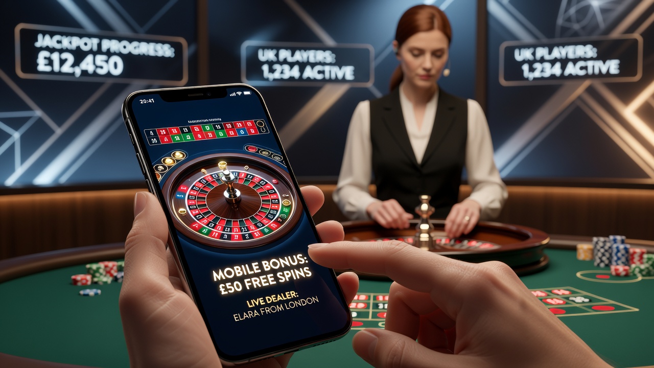 Live dealer roulette table with jackpot display visible on mobile device during bonus play